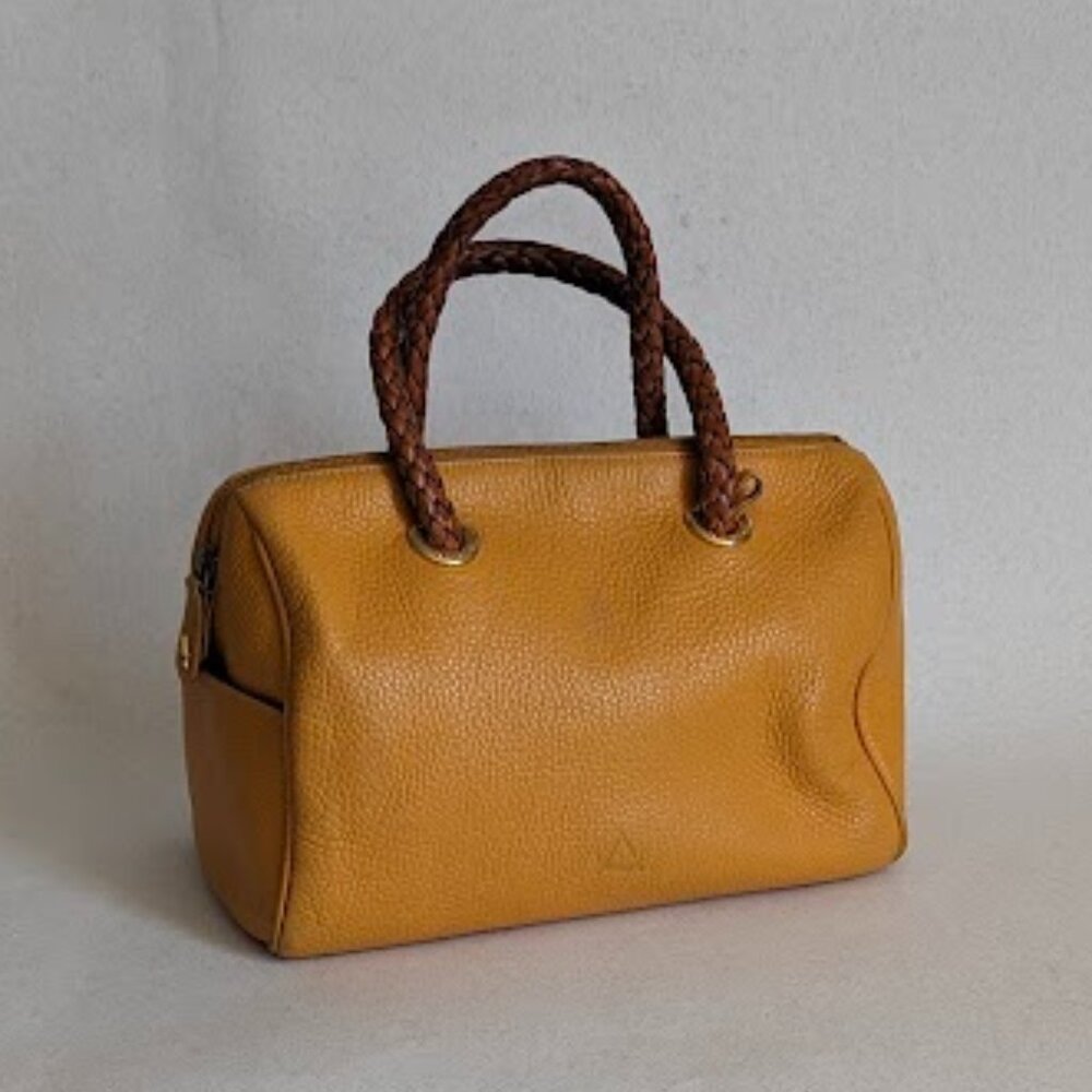 Orange Desmo Italian Leather Handbag